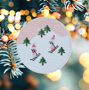 Ski Ornament Pink